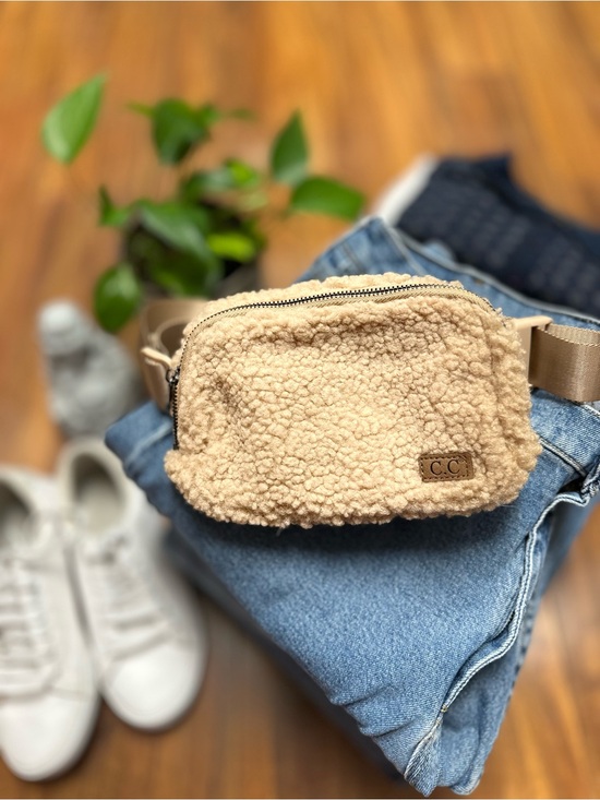 C.C Handbags - C.C Teddy Sherpa Belt Bag - Beige